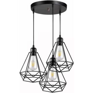 Vintage Industrial Pendant Lights Metal Geometric Cage Style Pendant Lamp E27 Vintage Pendant Lamp - Black - Comely