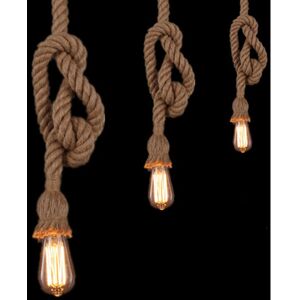 Wottes - 3-pack Vintage Chandelier Industrial Ceiling Pendant Light Hemp Rope Hanging Lamp 100cm Height Adjustable