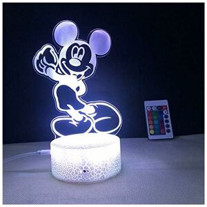 Héloise - 3D Illusion Lamp Mickey Mouse Led Night Light, 7 Colors Flashing Bedroom Decoration Gift, Decorative Bedside Lamp Night Light Creative Gift