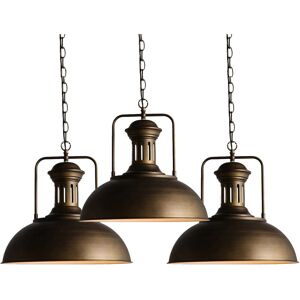 AXHUP 3pcs Vintage Pendant Light Copper, Industrial Hanging Ceiling Lamp with Lampshade, Ø33cm Metal Dome Chandelier for Bedroom Living Room Kitchen Island