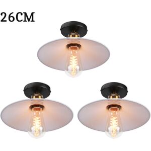 Axhup - 3x Pendant Light with Lamp Shade, Vintage Metal Hanging Ceiling Lamp, Retro Minimalist Chandelier for Kitchen Island Restaurant (White/Ø26cm)