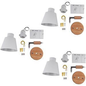 TLILY 3X Wooden Wall Sconces Bedside Lamp Wall Light Bedroom for Kitchen Modern Nordic (White)