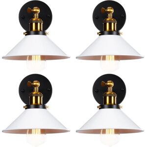 WOTTES 4-pack Industrial Wall Light Fixture Adjustable Wall Sconce Decorate Metal Wall Lamp for Restaurant Kitchen White Ø26CM
