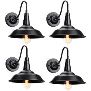 WOTTES 4-pack Vintage Industrial Wall Light Wire Metal Wall Lamp Indoor Wall Sconce Retro Lights Fixture Black Ø26CM