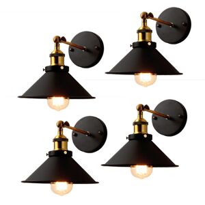 AXHUP 4 Pack Wall Light Industrial Vintage E27 Ø22cm Wall Lampe Adjustable 2 in 1 Ceiling Light for Living Room Bedroom Loft Black
