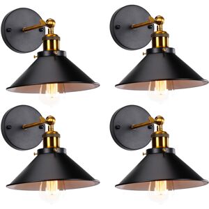 AXHUP 4 Pack Wall Light Industrial Vintage E27 Ø22cm Wall Lampe Adjustable 2 in 1 Ceiling Light for Living Room Bedroom Loft Black&White