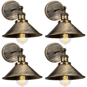 AXHUP 4 Pack Wall Light Industrial Vintage E27 Ø22cm Wall Lampe Adjustable 2 in 1 Ceiling Light for Living Room Bedroom Loft Bronze
