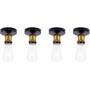 Axhup - 4pcs Ceiling Lighting Fitting Vintage, Retro Industrial Simple Ceiling Lamp E27 Bulb for Living Room Bedroom Hallway (Bronze)