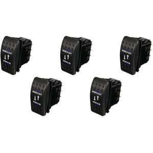 TLILY 5X 12V 20A Winch in Winch Out on-off-on Rocker Switch 7 Pin led Blue