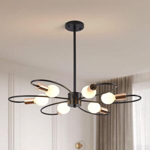 Ganeed - 6-Light Black Chandeliers, Gold Sputnik Ceiling Light, Vintage Instustrial Metal Pendant Light, Adjustable Height Chandeliers for Living