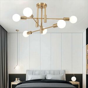 Axhup - 6 Lights Modern Industrial Ceiling Light Metal E27 Indoor Lighting Ceiling Lamp Chandelier for Living Room Kitchen Bedroom Hallway Copper