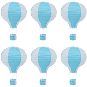 TLILY 6pcs 12 Inch Hot Air Balloon Paper Lantern Lampshade Ceiling Light Wedding Decoration, Blue Stripes