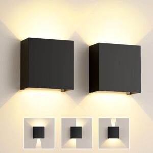 TONCHEAN 6W LED Indoor Wall Light, 2 Pack Black Outdoor Wall Lamp Adjustable Beam Angle 3000K Warm White IP65 Waterproof Modern Outdoor Wall Light for Bedroom