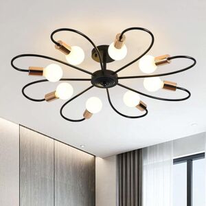 Ganeed - 8-Light Semi Flush Ceiling Light, Modern Sputnik Chandeliers Mid-Century Metal Pendant Lighting, Industrial Vintage Ceiling Lamp Fixture for