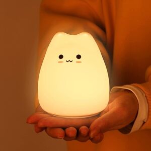 Longziming - Baby Night Light Kawaii Children's Night Light Decor Girl's Room, 7 Colors Cat Night Light Baby Night Light Children's Bedside Lamp,