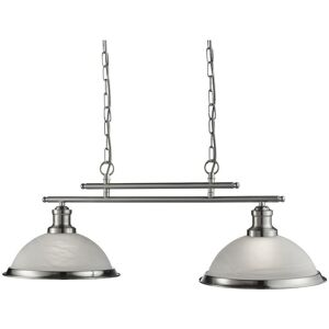 Searchlight Bistro - 2 Light Ceiling Pendant Bar Satin Silver, Acid Glass, E27