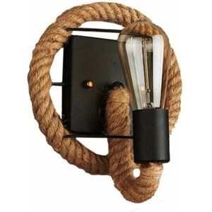 IKODM Bedroom Wall Light Vintage Retro Hemp Rope Wall Light American Style Industrial Iron Lamp for Bars Lofts Restaurants Hallways Balconies - RWBedroom