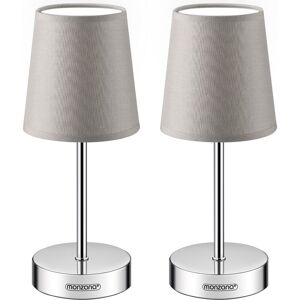 Bedside Lamp Chrome With Fabric Shade E14 15W Living Room Table Lamp Office Metal White Anthracite Taupe Taupe 2er Set (de) - Monzana