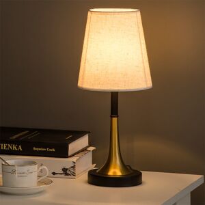 Tonchean - Bedside Table Lamp, Table Lamp with Metal Fabric Shade, Suitable for Living Room Bedroom Office, 38cm High, 16cm Wide