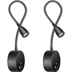 IKODM Bedside Wall Lamp 2 Pack Lights Wall Mounted Reading Light led Gooseneck Light 3W, 3000K Warm White Reading Lamp