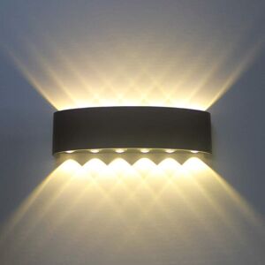 Tonchean - Black led Indoor Wall Light 12W Modern Wall Lamp, Aluminum Sconce Light Fixture, Up Down Spot Light Night Lamp for Living Room Bedroom