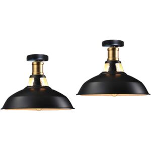 AXHUP Ceiling Lamp 27cm Ceiling Light Industrial Vintage Iron Lampshade Black&White Lamp for Corridor Balcony Stairs 2PCS