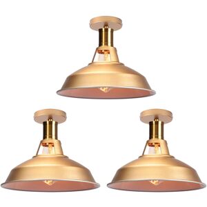 Axhup - Ceiling Lamp 27cm Ceiling Light Industrial Vintage Iron Lampshade Gold&White Lamp for Corridor Balcony Stairs 3PCS