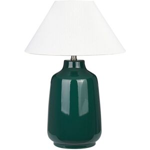 Beliani - Ceramic Table Lamp Base Ambient Light White Lampshade Dark Green Careta