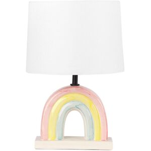Beliani - Ceramic Table Lamp Bedside Light with Polyester Cotton Drum Shade Half-Round Base Rainbow Multicolour Titna