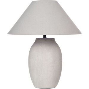 Beliani - Ceramic Table Lamp Bedside Table Light Linen Fabric Shade Grey Graliwdo