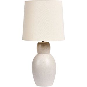 Beliani - Ceramic Table Lamp Linen Lampshade Bedside Lamp for Lounge Beige Deduru