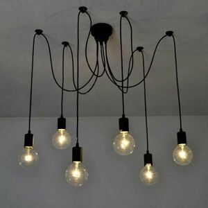 Dewdat - Chandelier Ceiling Light 6 Head Pendant Lamp Retro Vintage Industrial Style - Black