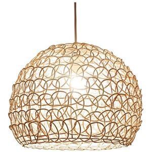 Tonchean - Chandelier Pendant Light 25cm Country Style Retro Hanging Lamp Hand-Woven Rattan Bamboo Lampshade Living Room Bedroom Height Adjustable