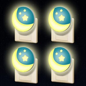 HÉLOISE Child Night Light on Electrical Outlet, 4 Pieces LED Bedside Lamp with Twilight Sensor, Wall-Mounted Night Light for Newborn Bedroom, Portable