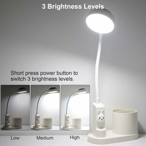 DEWDAT Children's Desk Lamp, Study Table Lamp with Stylo Holder, Automatic Colour Change Bedside Lamp, Dimmable Rechargeable led Reading Lamp for Children