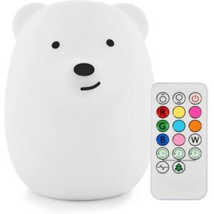 Longziming - Children's Night Light Bear Lamp Soft Silicone Bedside Lamp 9 Colors Rechargeable Remote Control led Night Light for Christmas