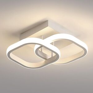 Comely - Modern led Ceiling Light, Square Acrylic Ceiling Luminaire 19 cm Diameter for Bedroom, Living Room, Kitchen, Hallway - 19W - White - Neutral