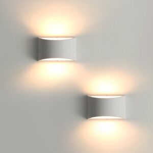 COMELY Indoor Wall Lights 2 Pack, 7W Warm White LED Modern Plaster Wall Lights, Decorative Up and Down Wall Lamp Sconce for Living Room, Bedroom,
