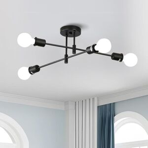 Comely - Vintage Industrial Ceiling Light, Black 4-Lights Retro Vintage Ceiling Lamp, Modern Chandeliers Ceiling Pendant Light E27 for Living Room