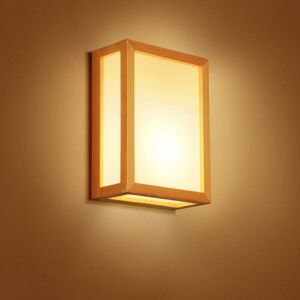 Tonchean - Creative Japanese Solid Wood Double Head Wall Lamp Bedroom Bedside Living Room Aisle Study Wall Lantern Spotlights Simple Modern E27 Wall