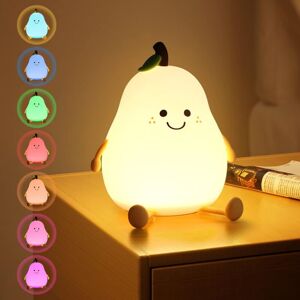 Ikodm - Creative Pear Shaped Children's Night Light, 7 Colors Silicone led, with Timer Function