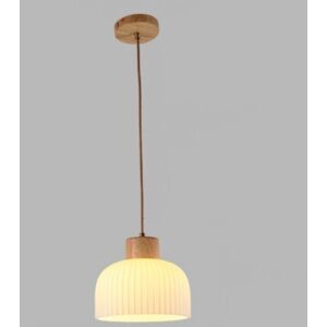 WOTTES Modern Ceiling Pendant Light Glass Wooden Hanging Lamp Indoor Chandelier Fitting Fixtures Ø20CM