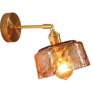 TONCHEAN Crystal Glass Lamp Creative Glass Wall Light Bedroom Bedside Lamp Minimalist Copper Brass Wall Lamp Modern Vintage Bedside Lamp E27 Golden Wall