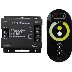 TLILY DC12-24V LED Strip Light RF Touch Remote Controller Dimmer for 5050 Double Color Tape Lights Adjust Brightness