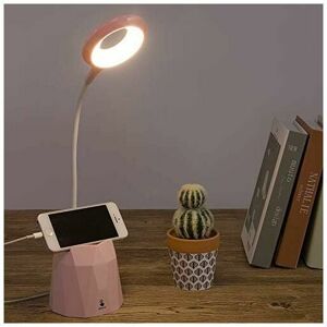 DEWDAT Desk Lamp, Dimmable Led Desk Lamp, Table Lamp to Protect Children's Eyes with 3 Lighting Modes (Pink)
