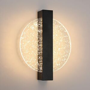 Linghhang - Dimmable 12W led Wall Light, Modern Aluminum Indoor Wall Lamp, led Wall Bedside Lamp, Black Round Acrylic Wall Sconce for