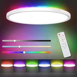 Héloise - Dimmable led Ceiling Light 24W, 3200lm IP44 Light Fixture rgb Backlight Lamp with Remote Control 3000-6500K, Modern Round Led Ceiling Light