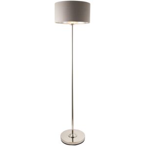 Endon - Collection Highclere Floor Lamp with Shade Bright Nickel Plate, Charcoal Fabric, 1x E27