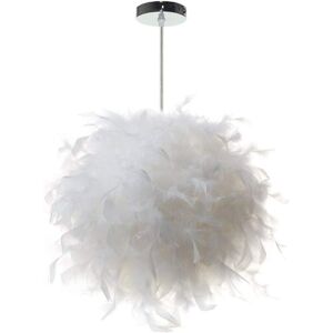 TONCHEAN Feather Pendant Light Fixture White Modern Chandelier Lampshade 30cm for Living Rooms Children's Bedrooms Bulb Not Included