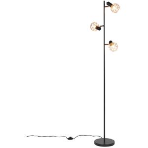 QAZQA Floor Lamp Black with Copper 3-Light - Mesh